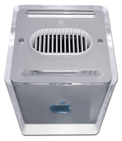 Apple Power Mac G4 Cube seen from the top.